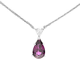 Rachel Koen 18K White Gold 4.54ct Purple Garnet & Diamond Pendant Necklace