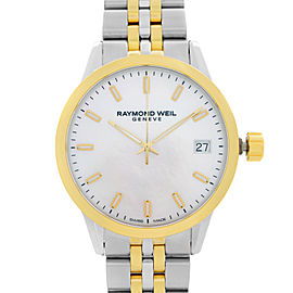 Raymond Weil Freelancer 34mm Two Tone Steel MOP Dial Ladies Watch 5634-STP-97021