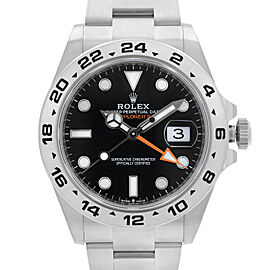 Rolex Explorer II Steel Orange Hand Black Dial Automatic Mens Watch