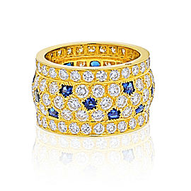 Cartier 18K Yellow Gold Nigeria Diamond & Blue Sapphire Ring