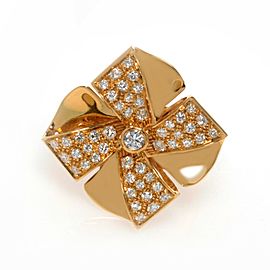 Luca Carati Yellow Gold Diamond Flower Cocktail Ring 0.71Cttw Size 7.5 C1BB