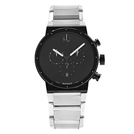 Movado Synergy Museum Chronograph Steel Black Dial Quartz Mens Watch 0606800