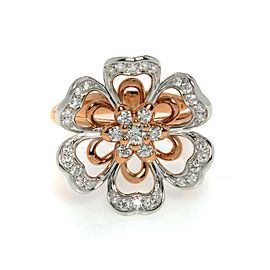 Luca Carati 18K Rose Gold Diamond Flower Cocktail Ring Size 7 0.68Cttw C080