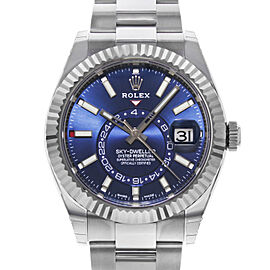 Rolex Sky-Dweller Steel 18K White Gold Blue Dial Automatic Mens Watch