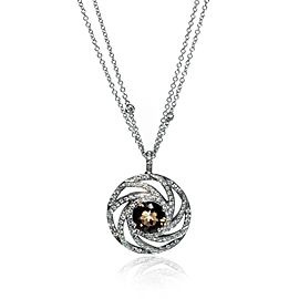 Luca Carati 18K White Gold Smoky Quartz & Diamond Pendant Necklace 1.24Cttw