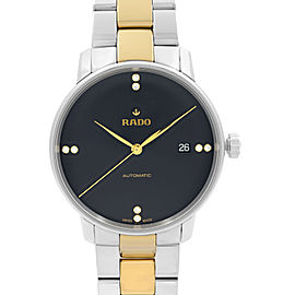 Rado Coupole Classic Steel Black Diamond Dial Automatic Mens Watch