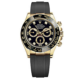 Rolex Cosmograph Daytona 40mm 18K Gold Diamond Black Yellow Dial Watch