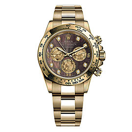 Rolex Cosmograph Daytona 18K Gold Diamond Black MOP Yellow Dial Watch