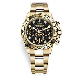 Rolex Cosmograph Daytona 40mm 18K Gold Diamond Black Dial Watch