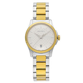 Gucci G-Timeless Steel Gold-Tone Silver Dial Quartz Ladies Watch YA126531