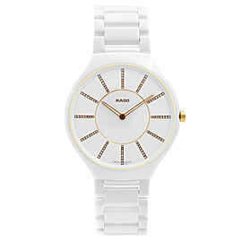 Rado True Thinline Ceramic 39mm White Diamond Dial Quartz Unisex Watch