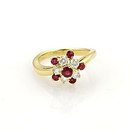 Tiffany & Co. Diamonds & Ruby 18k Yellow Gold Floral Cluster Ring