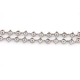 Estate 14K White Gold 2 Row Diamond Link Fashion Bracelet 7"