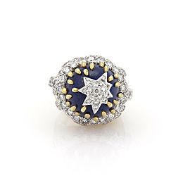 Vintage 2.65ct Diamond Lapis 18k Gold Acorn Star Design Dome Ring Size 5