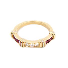 Cartier Contessa Half Circle Diamond & Ruby 18k Gold Band Size 49-US 5