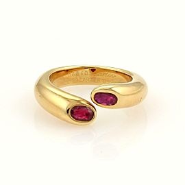 Cartier Ellipse Deux Tetes Croisees Rubies 18k YGold Bypass Ring Size 48 Cert.