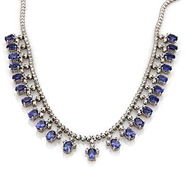 Magnificent 41 Carats Tanzanite & Diamond 18k White Gold Drop Necklace