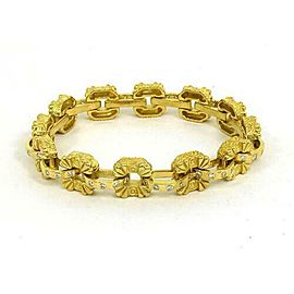 Estate 1.20ct Diamonds Engraved Floral Link Bracelet in 18k Yellow Gold