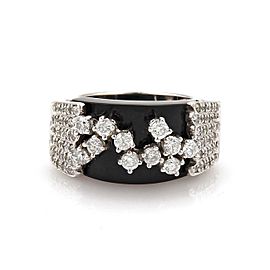 Sonia B. 1.70ct Diamond Wide Onyx 14k White Gold Fancy Band Ring Size 8.75