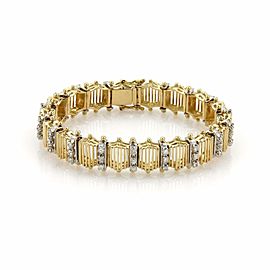 Estate 1.10ct Diamond 18k Two Tone Gold Fancy Cage Link Design Bracelet