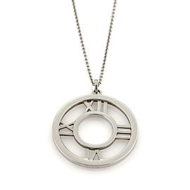 Tiffany & Co. ATLAS 18k White Gold Large Roman Numeral Round Pendant Necklace