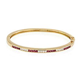 Tiffany & Co. 1.80ct Diamond Ruby 18k Yellow Gold Bangle