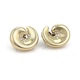 Fabian Diamond 18k Yellow Gold Curved Contour Post Clip Earrings