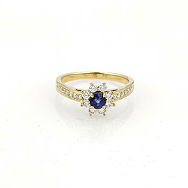 Tiffany & Co. Diamond Sapphire 18k Yellow Gold Star Flower Ring Size 4