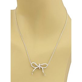 Tiffany & Co. Sterling 18k Yellow Gold Wire Bow Pendant & Chain