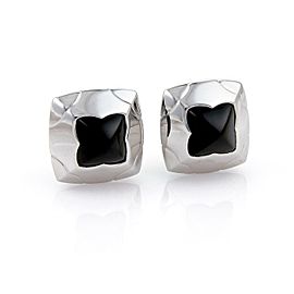 Bvlgari Bulgari Onyx 18k White Gold Floral Post Clip Earrings