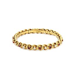 Beautiful 2.30ct Diamond Ruby 18k Yellow Gold S Link Bracelet Swiss made