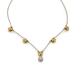 Charriol Diamond 18k Two Tone Gold Dot Station Cable Necklace