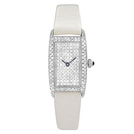 Vicence Milor 14K White Gold Diamond Dial White Leather Strap Ladies Watch