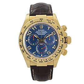 Rolex Daytona Cosmograph 40mm 18k Yellow Gold Blue Arabic Dial Mens Watch