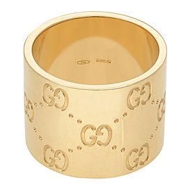 Gucci Icon Logo Wide Ladies Ring 18k Yellow Gold Size 4.75