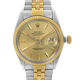 Rolex Datejust 36 Holes 18k Gold Steel Champagne Dial Automatic Mens Watch