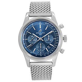 Breitling Transocean 43mm Steel Blue Dial Automatic Men Watch AB015112-C860-154A