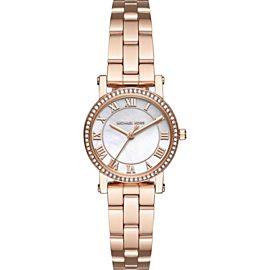 Michael Kors Norie Rose Gold-Tone MOP Dial Crystal Bezel Ladies Watch MK3558