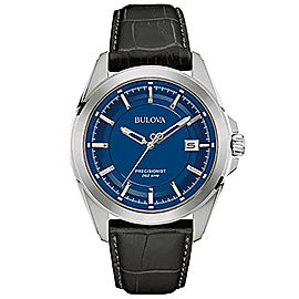 Bulova Precisionist Stainless Steel Date Blue Dial Quartz Mens Watch 96B257