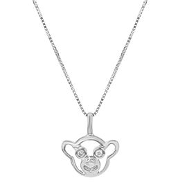 Bliss by Damiani 18K White Gold with 0.02cttw Diamond Bear Pendant Necklace