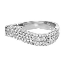 Piero Milano Natural Diamond Pave Curved Ring 18k White Gold 0.71 cttw Size 6.75