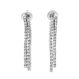 True Double Row Natural Diamond Drop Earrings 18k White Gold 1.88cttw