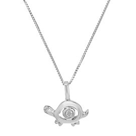 Damiani Bliss 18K White Gold with 0.02cttw Diamond Turtle Pendant Necklace