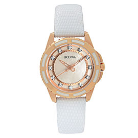 Bulova Classic Rose Gold Steel MOP Diamond Dial Quartz Ladies Watch 98P119