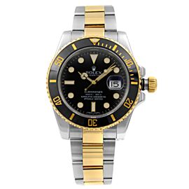 Rolex Submariner 18k Gold Steel Ceramic Bezel Black Dial Automatic Watch