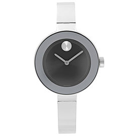 Movado Bold 33mm Stainless Steel Black Dial Ladies Quartz Watch 3600424