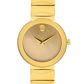 Movado Sapphire Museum 26mm Gold MOP Dial Steel Quartz Ladies Watch 0607049