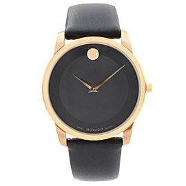 Movado Museum Classic Rose Gold-Tone Steel Black Dial Quartz Mens Watch 0607078