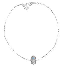 Rachel Koen Diamond Hamsa Bracelet 14k White Gold 0.15cttw