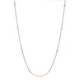 Rachel Koen Diamond By The Yard Necklace 14K Rose and White Gold 0.54cttw